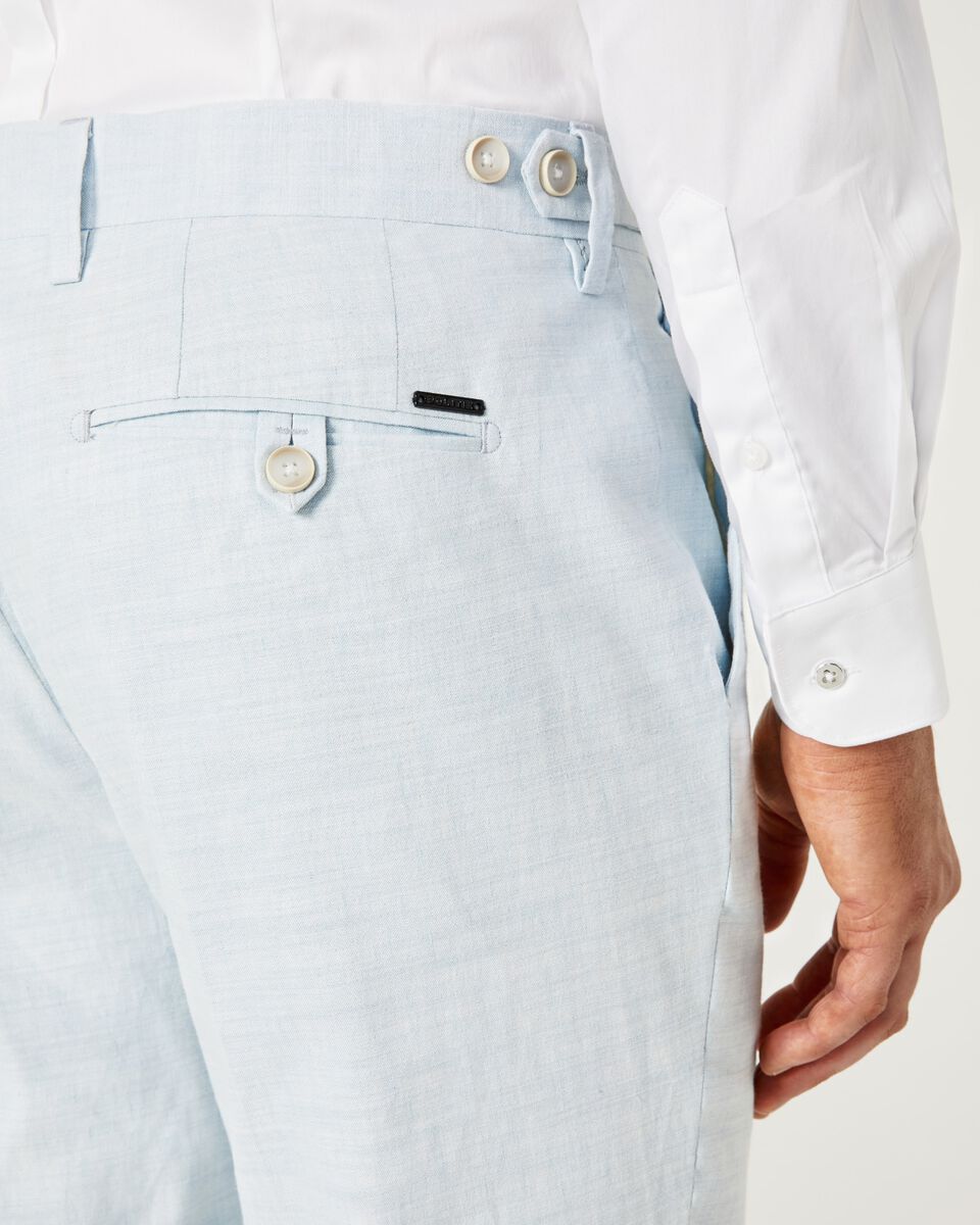 Mens Pale Blue Relaxed Slim Linen Tailored Suit Pant